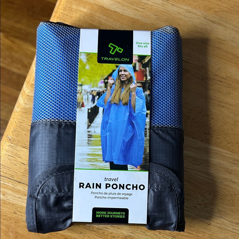 Travelon Blue and Black Rain Poncho